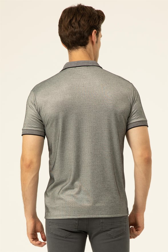 Siyah Regular Baskılı Polo Yaka  Tişört