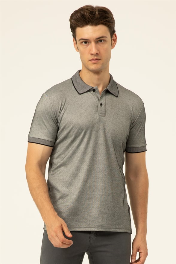 Siyah Regular Baskılı Polo Yaka  Tişört