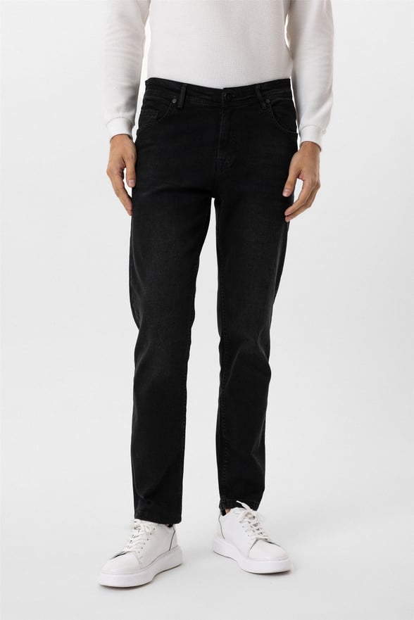 Siyah Regular Denim Pantolon