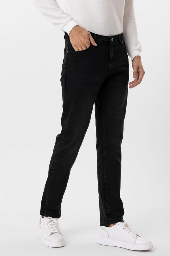 Siyah Regular Denim Pantolon
