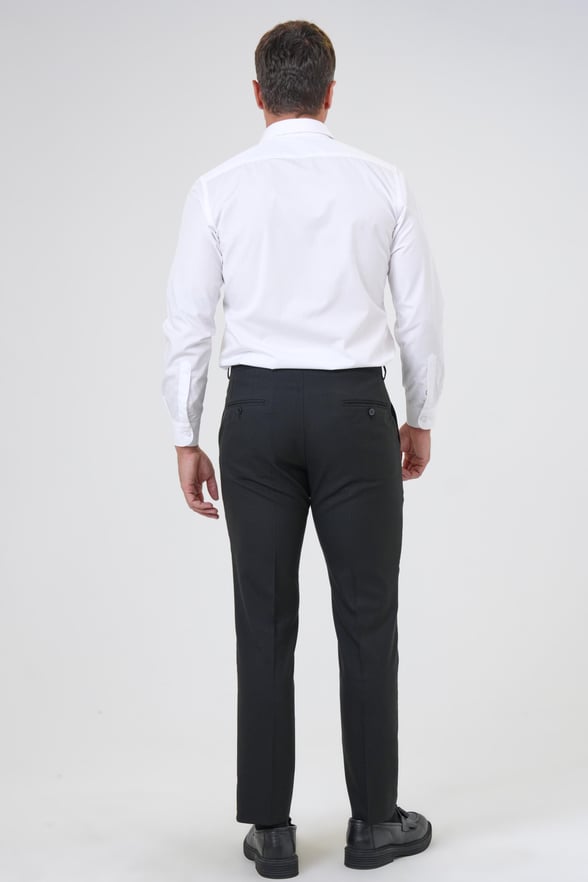 Siyah Regular Desenli Kumaş Pantolon
