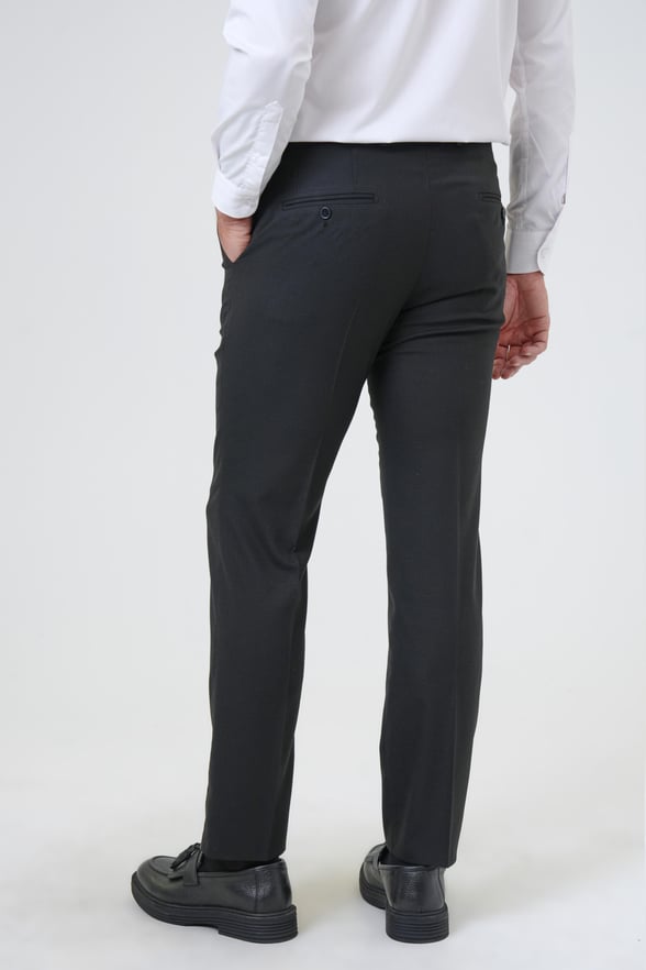 Siyah Regular Desenli Kumaş Pantolon