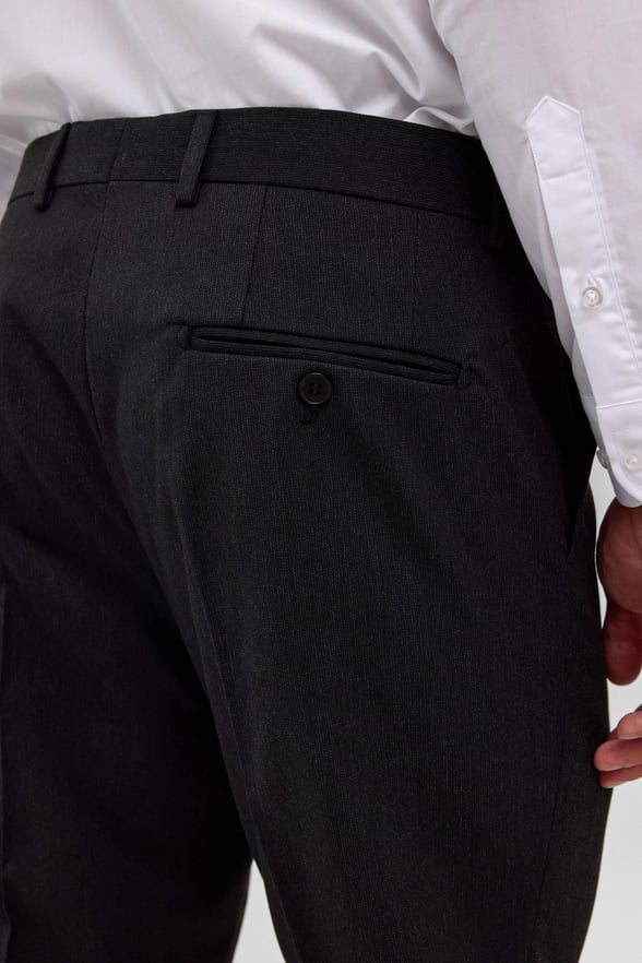 Siyah Regular Desenli Kumaş Pantolon