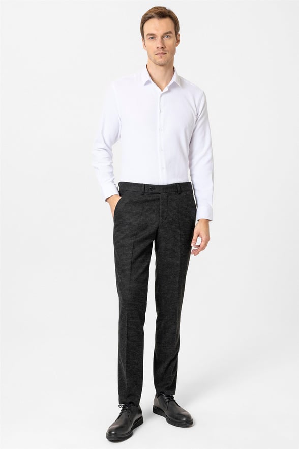 Siyah Regular Desenli Pantolon