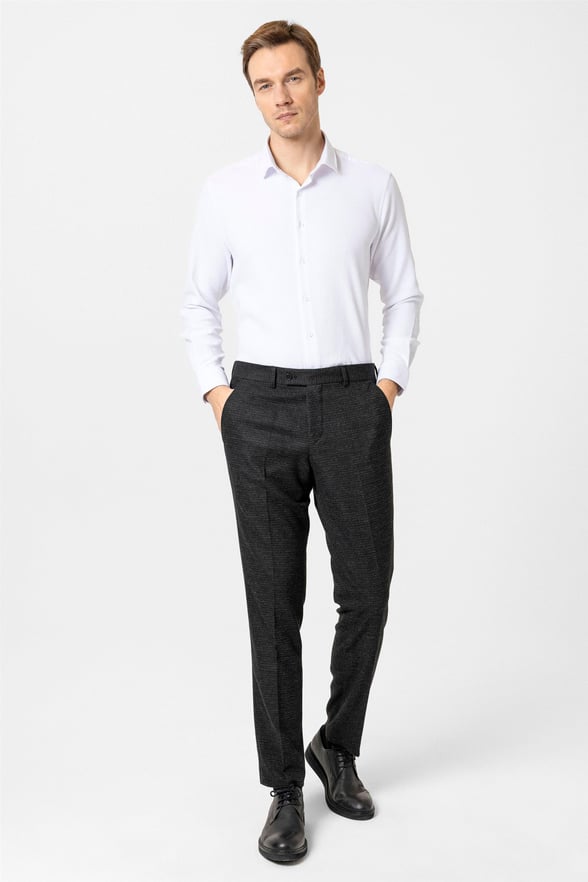 Siyah Regular Desenli Pantolon