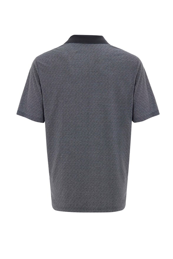 Siyah Regular Desenli Polo Yaka Tişört