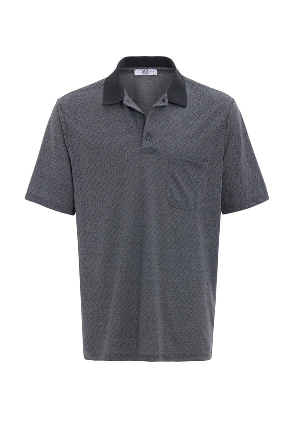 Siyah Regular Desenli Polo Yaka Tişört