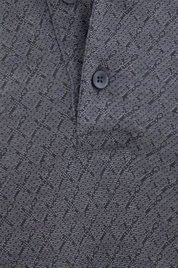 Siyah Regular Desenli Polo Yaka Tişört
