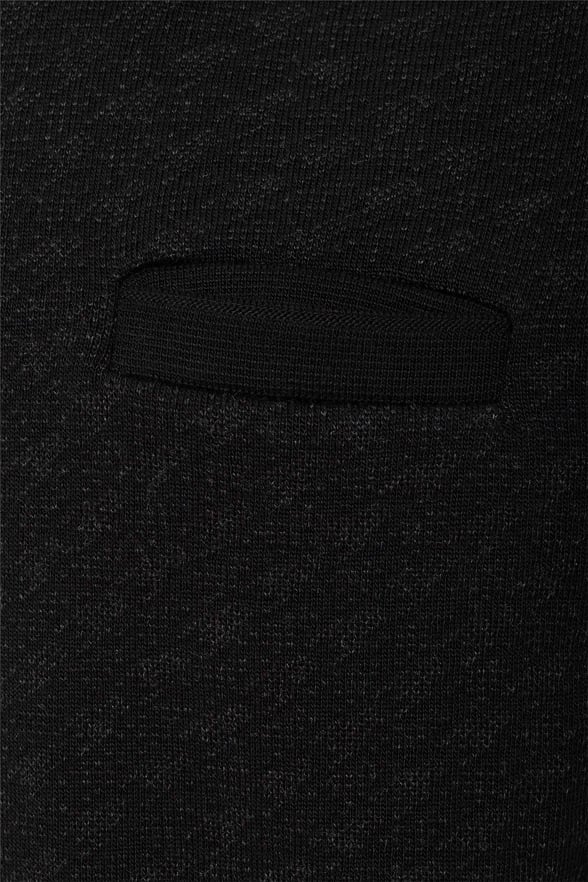 Siyah Regular Desenli Polo Yaka Triko