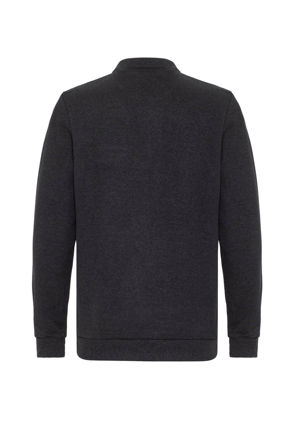 Siyah Regular Desenli Polo Yaka Triko