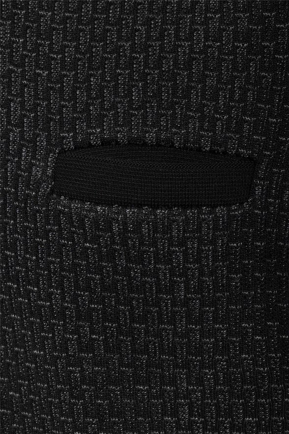 Siyah Regular Desenli Polo Yaka Triko