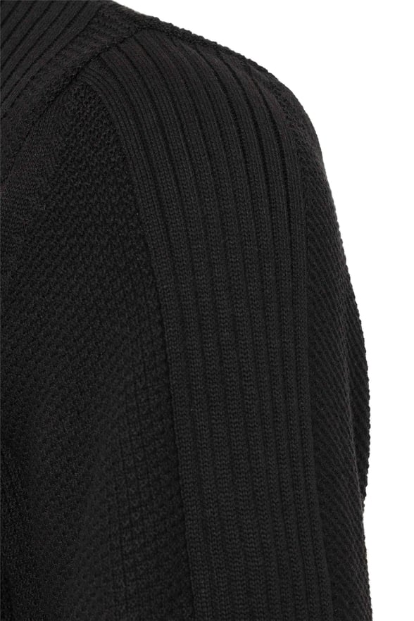 Siyah Regular Desenli Polo Yaka Triko