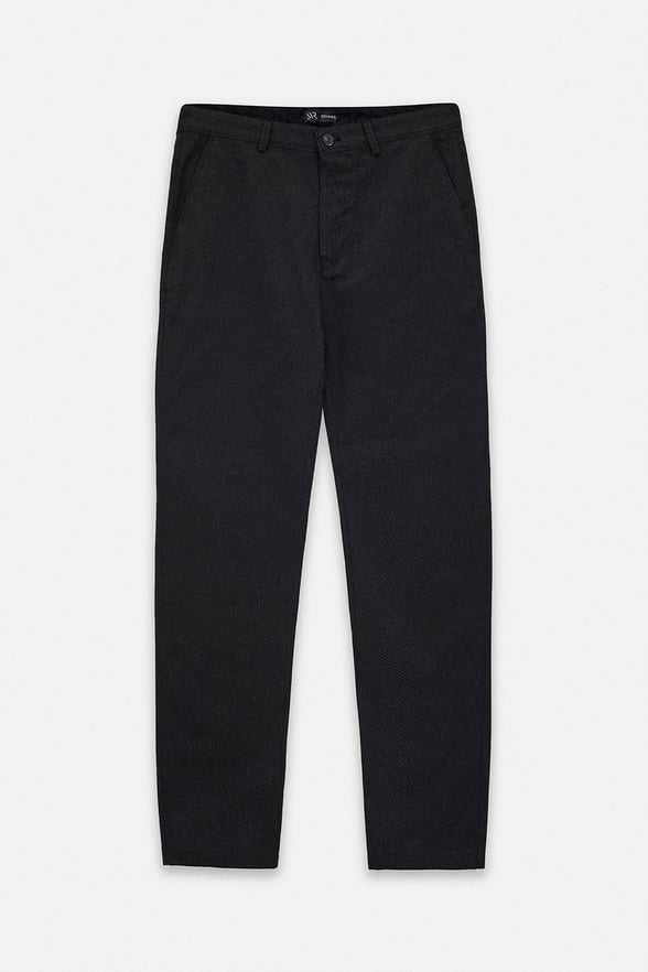 Siyah Regular Düz Armürlü Normal Bel Casual Pantolon