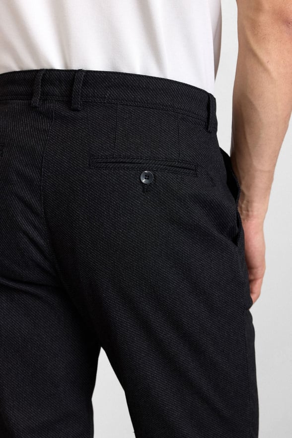 Siyah Regular Düz Armürlü Normal Bel Casual Pantolon