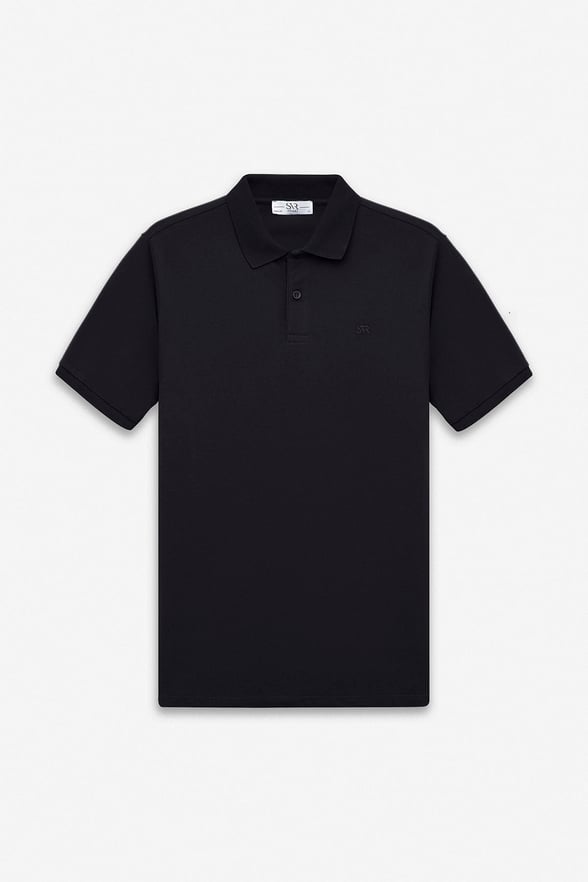 Siyah Regular Düz Baskısız Pike Düğmeli Polo Yaka Tişört