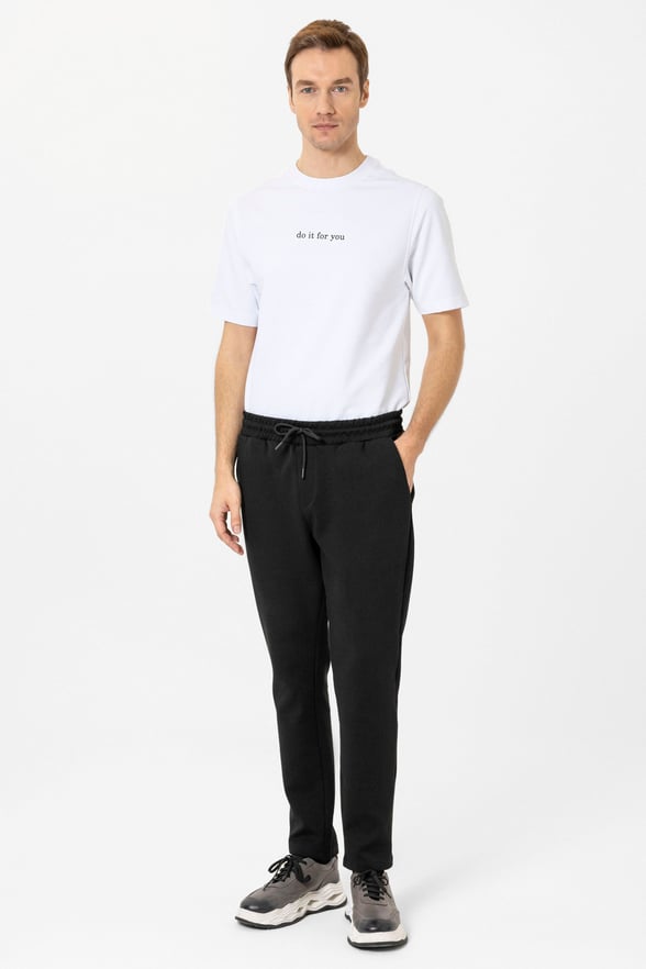 Siyah Regular Düz Jogger Pantolon