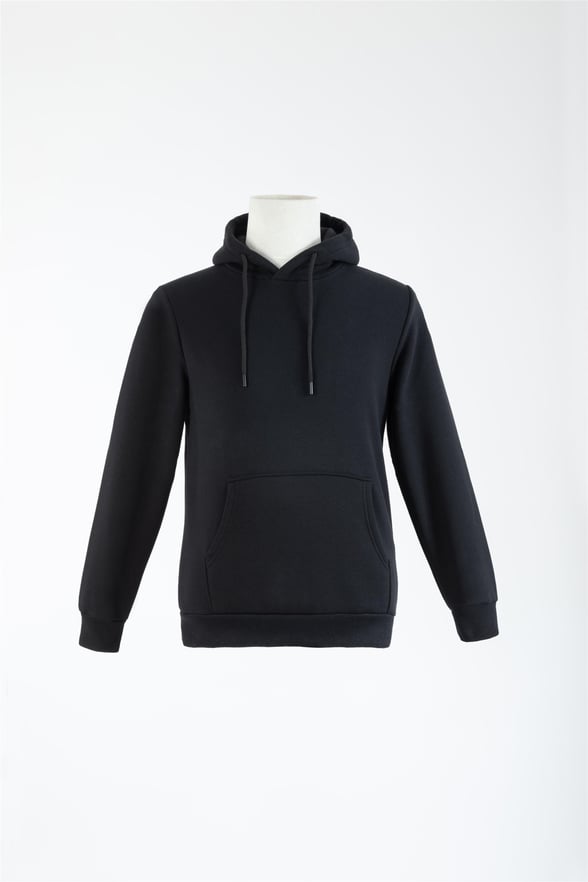 Siyah Regular Düz Kapişonlu Yaka Sweatshirt