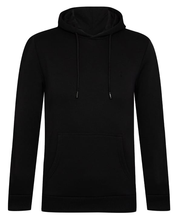 Siyah Regular Düz Kapişonlu Yaka  Sweatshirt