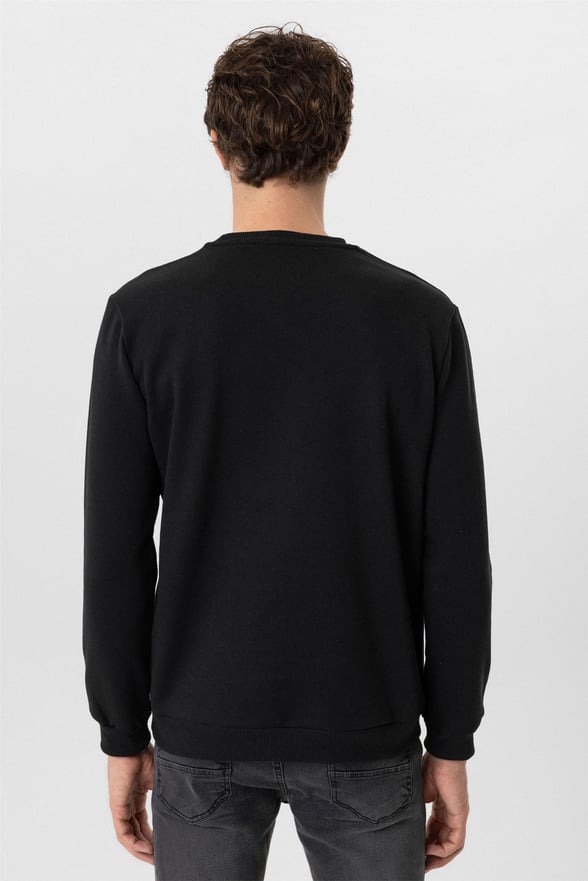 Siyah Regular Düz O Yaka Sweatshirt