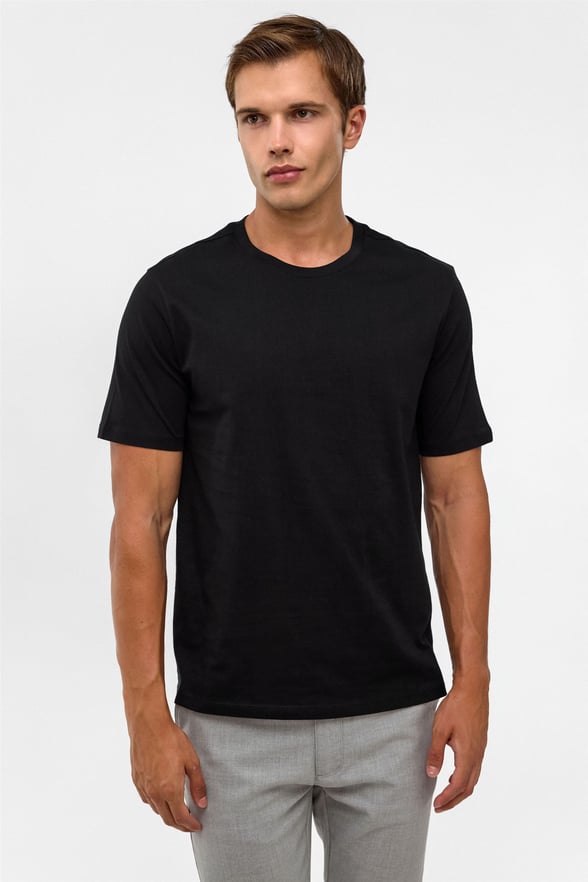 Siyah Regular Düz Polo Yaka Tişört