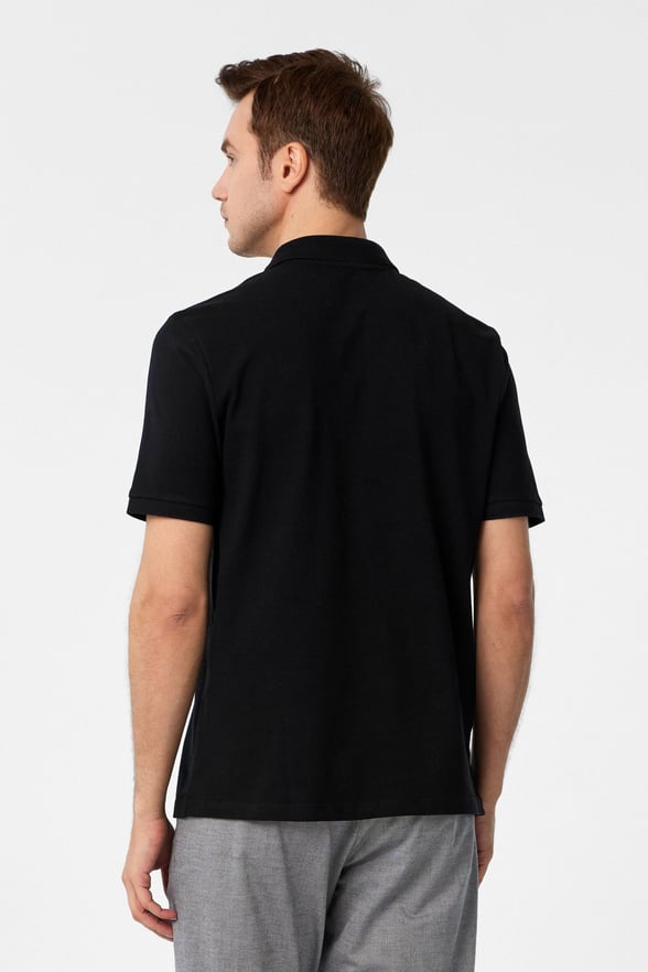 Siyah Regular Düz Polo Yaka Tişört