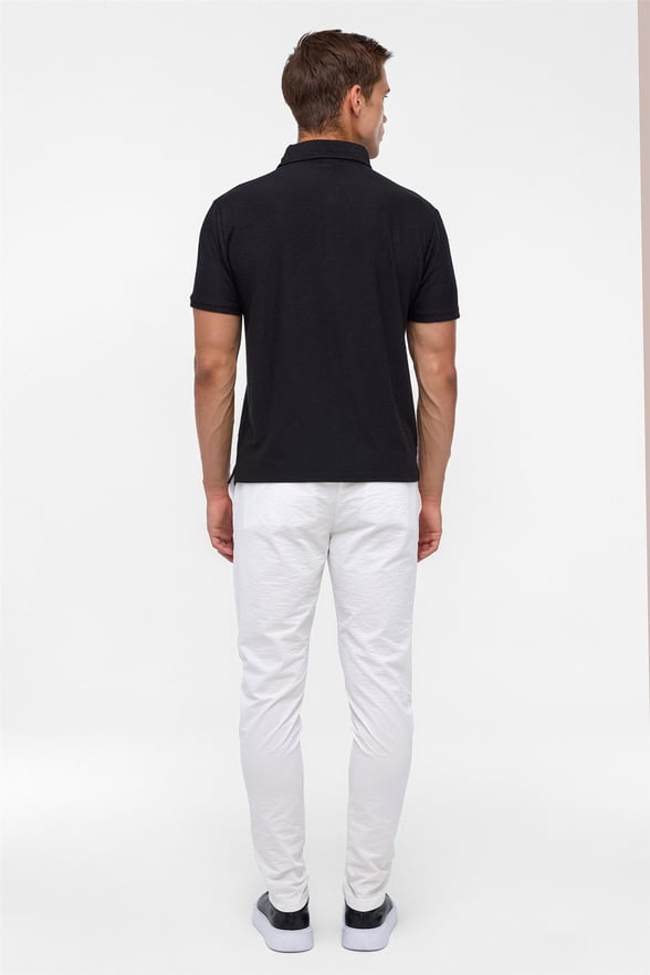 Siyah Regular Düz Polo Yaka Tişört