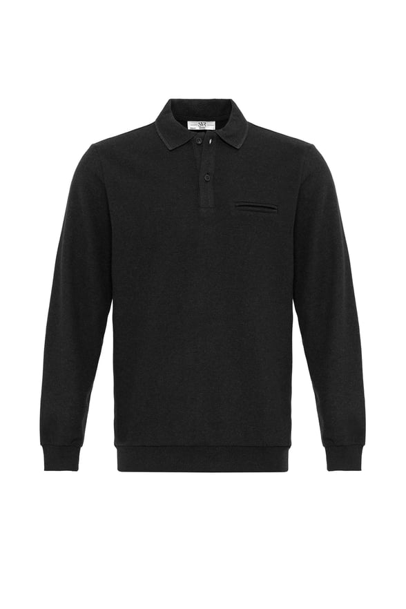 Siyah Regular Düz Polo Yaka  Triko