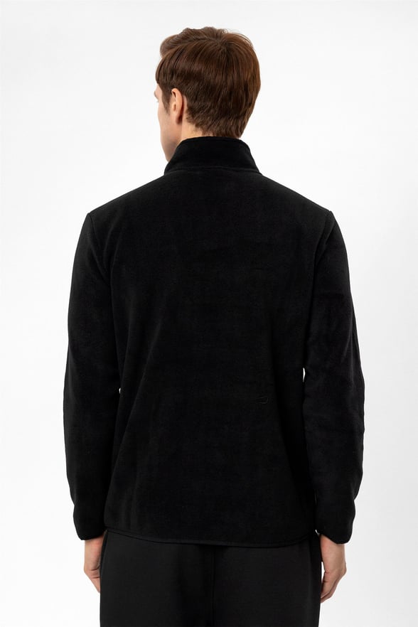 Siyah Regular Düz Sivri Yaka  Sweatshirt