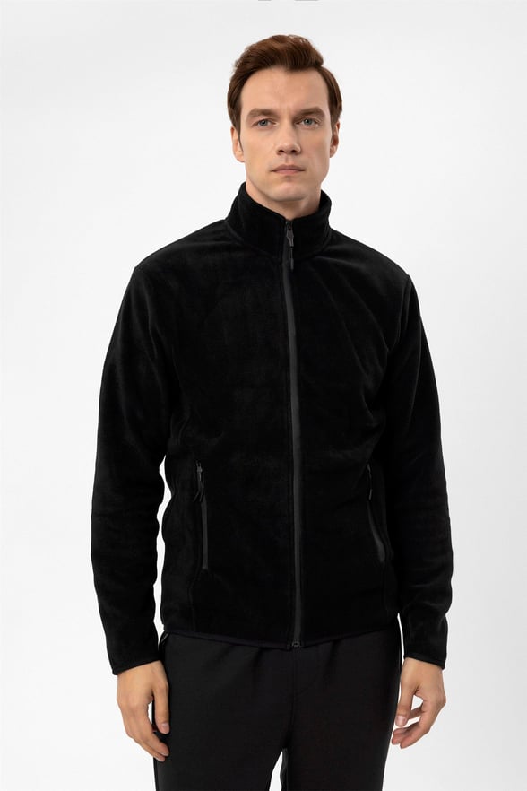 Siyah Regular Düz Sivri Yaka  Sweatshirt