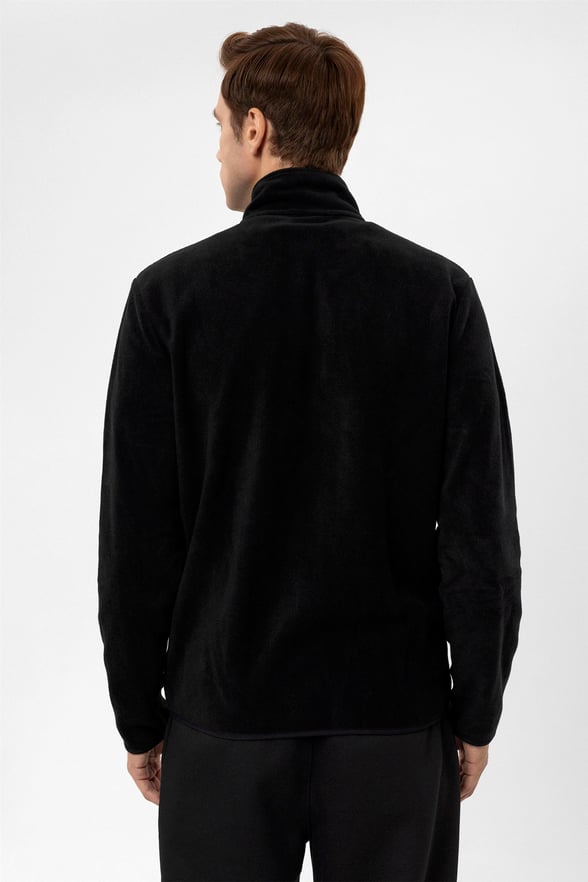 Siyah Regular Düz Sivri Yaka  Sweatshirt