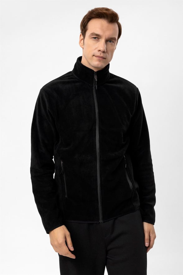 Siyah Regular Düz Sivri Yaka  Sweatshirt