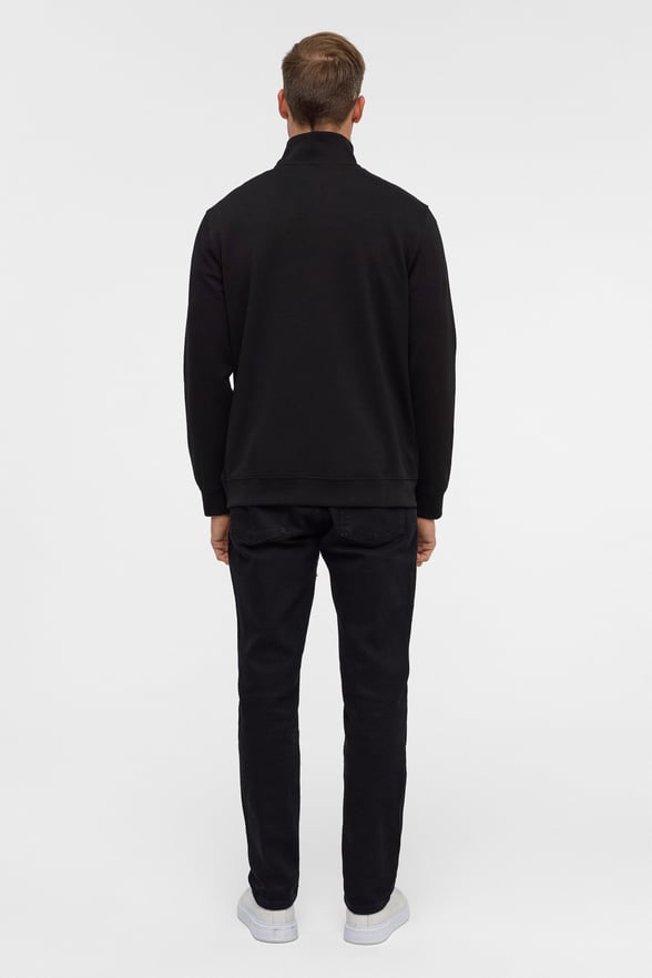 Siyah Regular Düz Yarım Balıkçı Yaka Sweatshirt