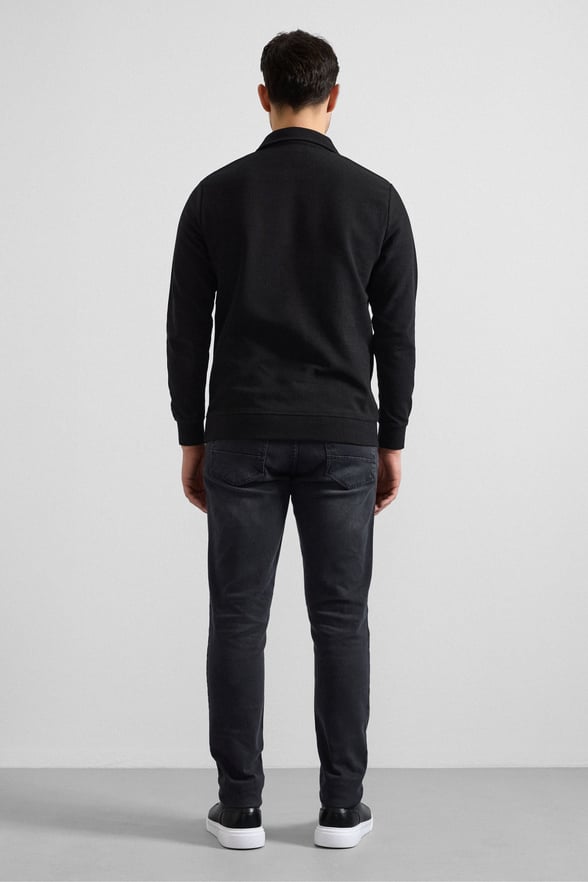 Siyah Regular Düz Yarım Balıkçı Yaka Sweatshirt