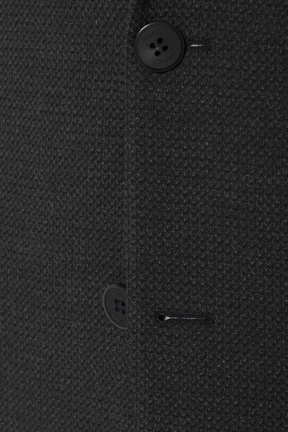 Siyah Regular Fit Armürlü Sivri Yaka 4 Drop Ceket
