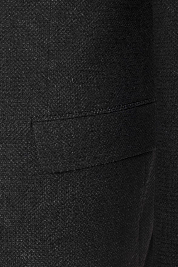 Siyah Regular Fit Armürlü Sivri Yaka 4 Drop Ceket