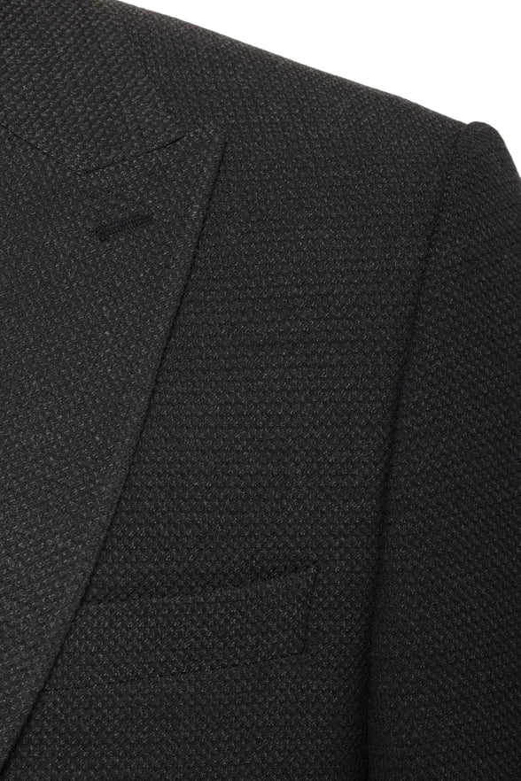 Siyah Regular Fit Armürlü Sivri Yaka 4 Drop Ceket