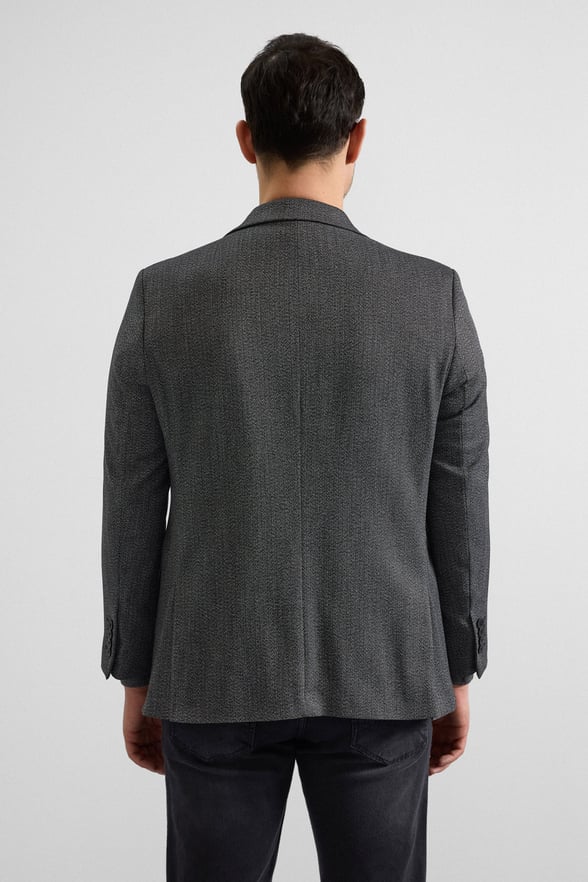 Siyah Regular Mono Yaka Torba Cep 4 Drop Klasik Ceket
