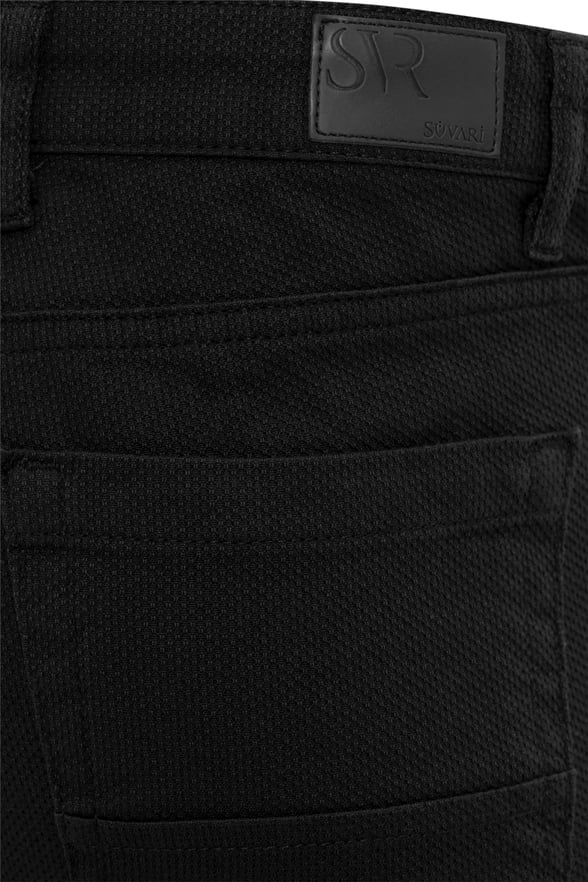 Siyah Slim 5 Cep Kalıp Armürlü   Pantolon