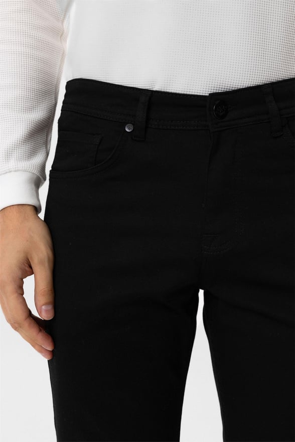 Siyah Slim 5 Cep Kalıp Düz Pantolon