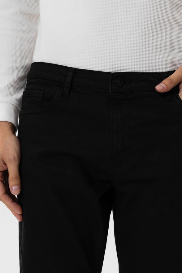 Siyah Slim 5 Cep Kalıp Düz Pantolon
