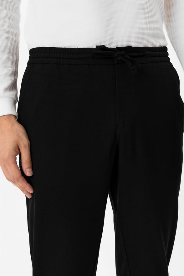 Siyah Slim Armürlü Jogger Pantolon