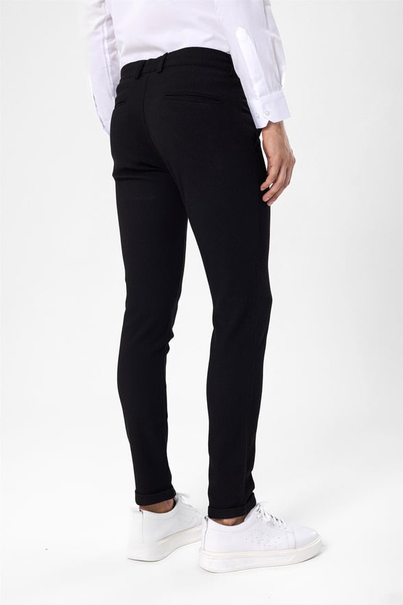 Siyah Slim Armürlü   Jogger Pantolon