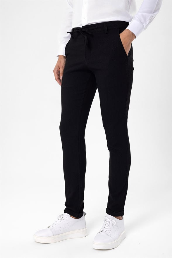 Siyah Slim Armürlü   Jogger Pantolon