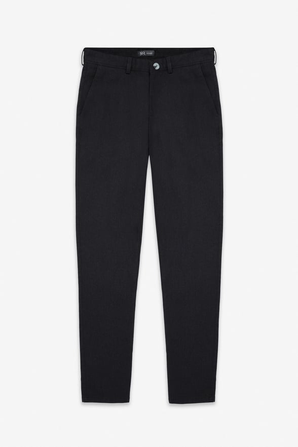 Siyah Slim Armürlü Kanvas Casual Pantolon