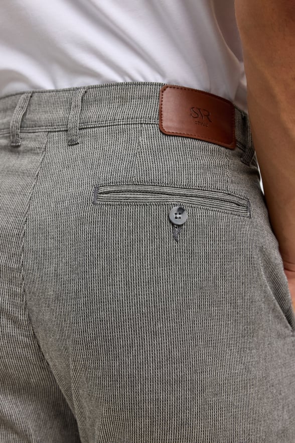 Siyah Slim Armürlü Kanvas Pantolon