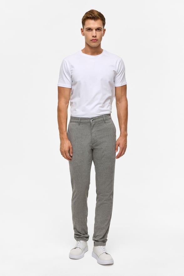 Siyah Slim Armürlü Kanvas Pantolon