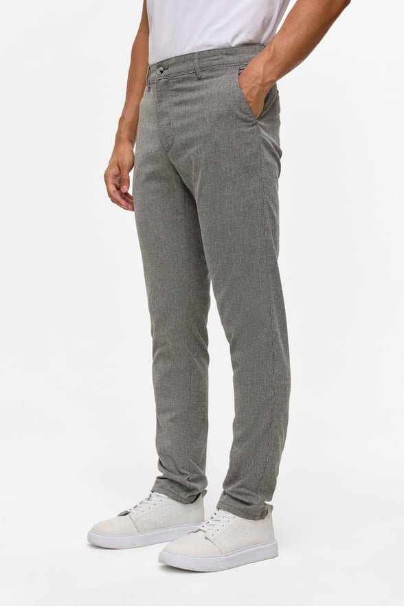 Siyah Slim Armürlü Kanvas Pantolon