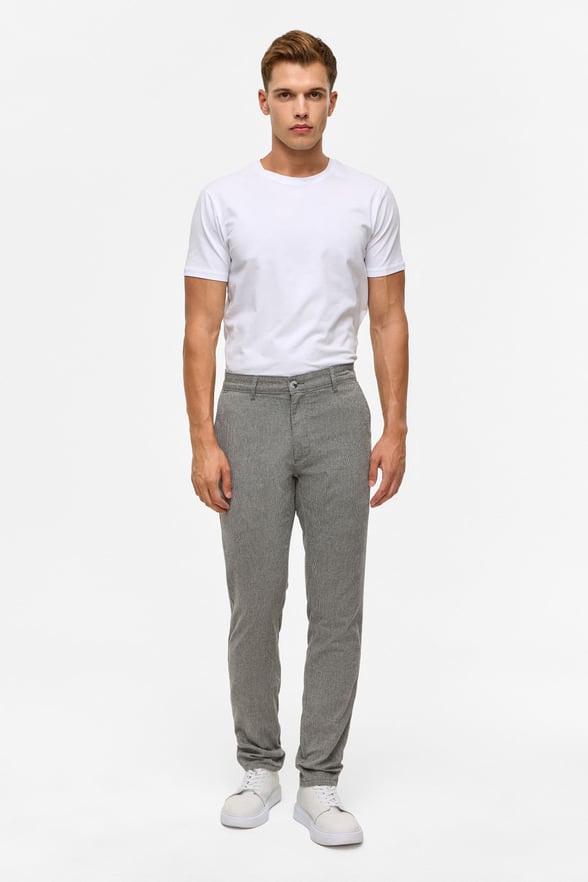 Siyah Slim Armürlü Kanvas Pantolon