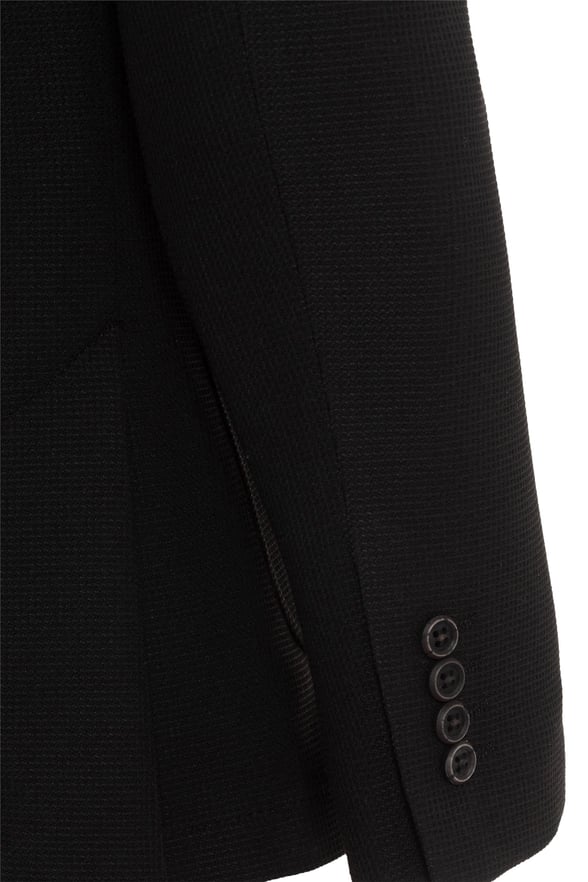 Siyah Slim Armürlü Mono Yaka 6 Drop Ceket