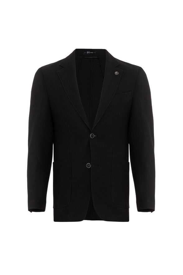 Siyah Slim Armürlü Mono Yaka 6 Drop Ceket
